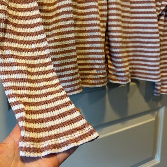 Madewell Waffle Knit Button Front Pajama Top in Lorain Stripe - Picture 8 of 10